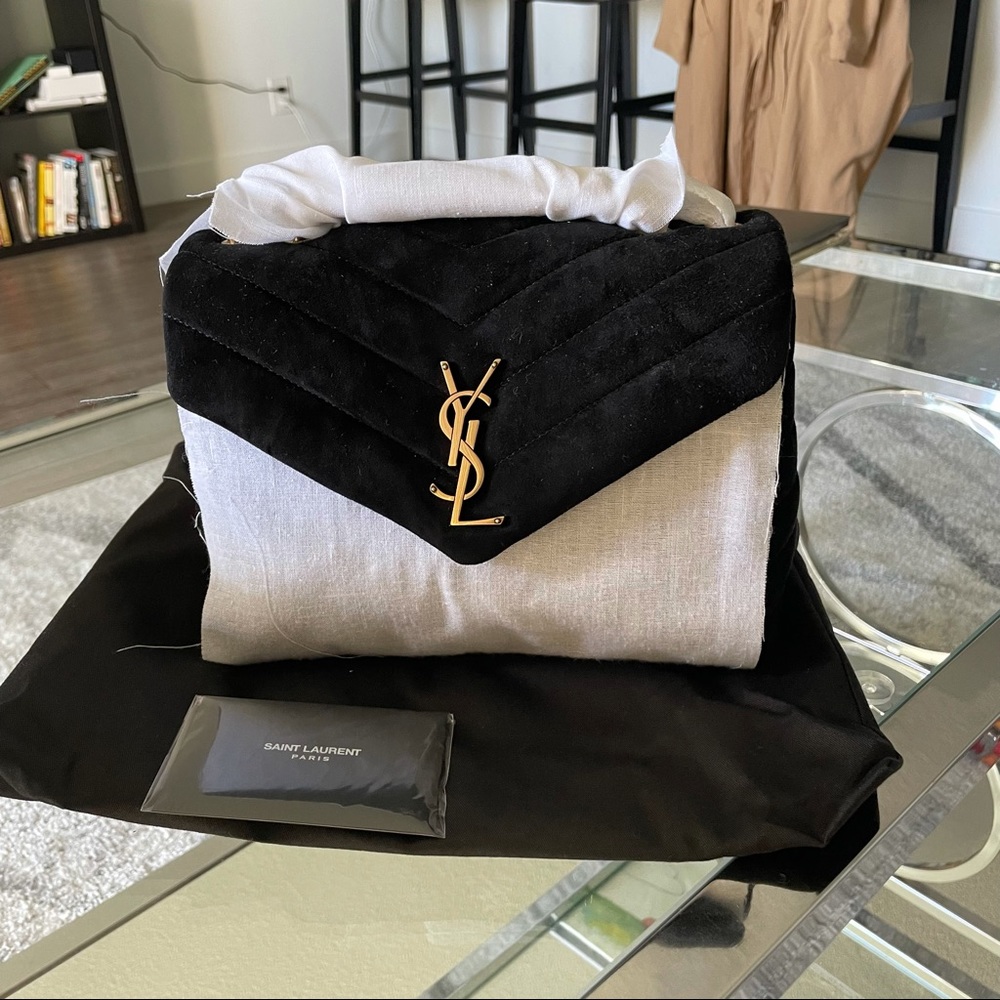 Saint Laurent Black and White Shoulder Bag